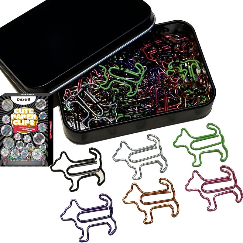 Daxtril Cute Paper Clips, 60PCS Shiba Inu Dog Shaped Paper Clips Animal Bookmarks Clips, Assorted Colors, Fun Office Gifts for Women Men Coworkers Teachers Students Girls Boys, Christmas Gifts - Image 1
